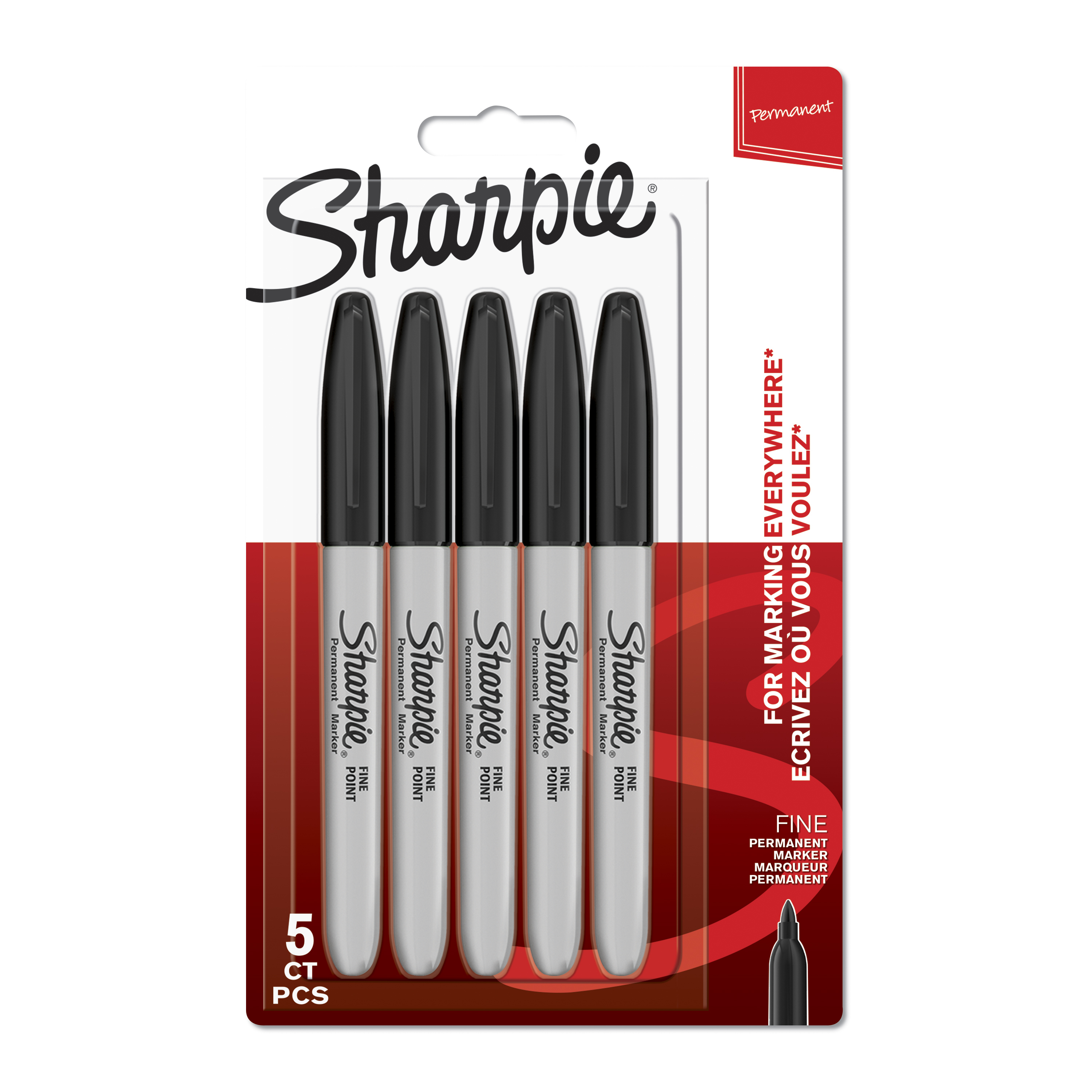 SHARPIE PERM MARKER BLACK 5PK (1986051)